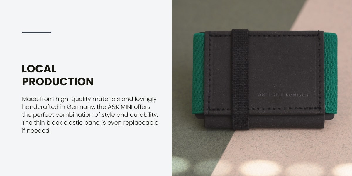 slim wallet black and green handmade in germany